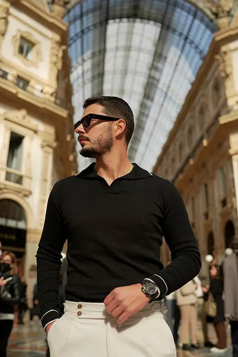 Men's Black Polo Sweater