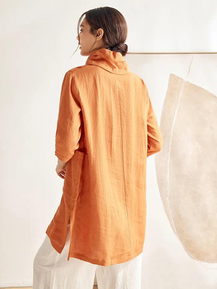 100% Linen Cowl Neck Oversized Tunic Eleanor