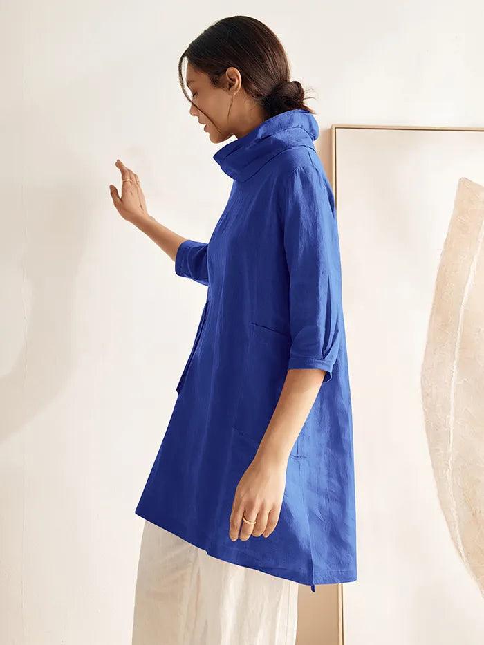 100% Linen Cowl Neck Oversized Tunic Eleanor