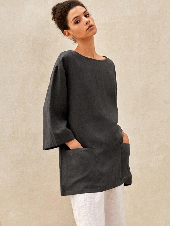 100% Linen Loose Long Shirt LILY