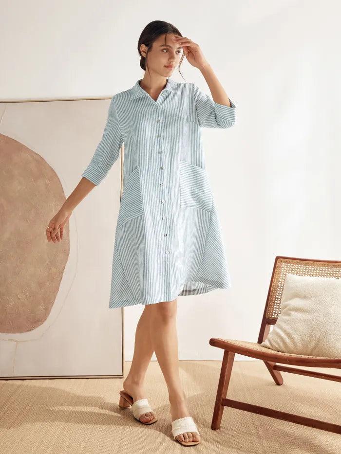 100% Linen Shirt Dress