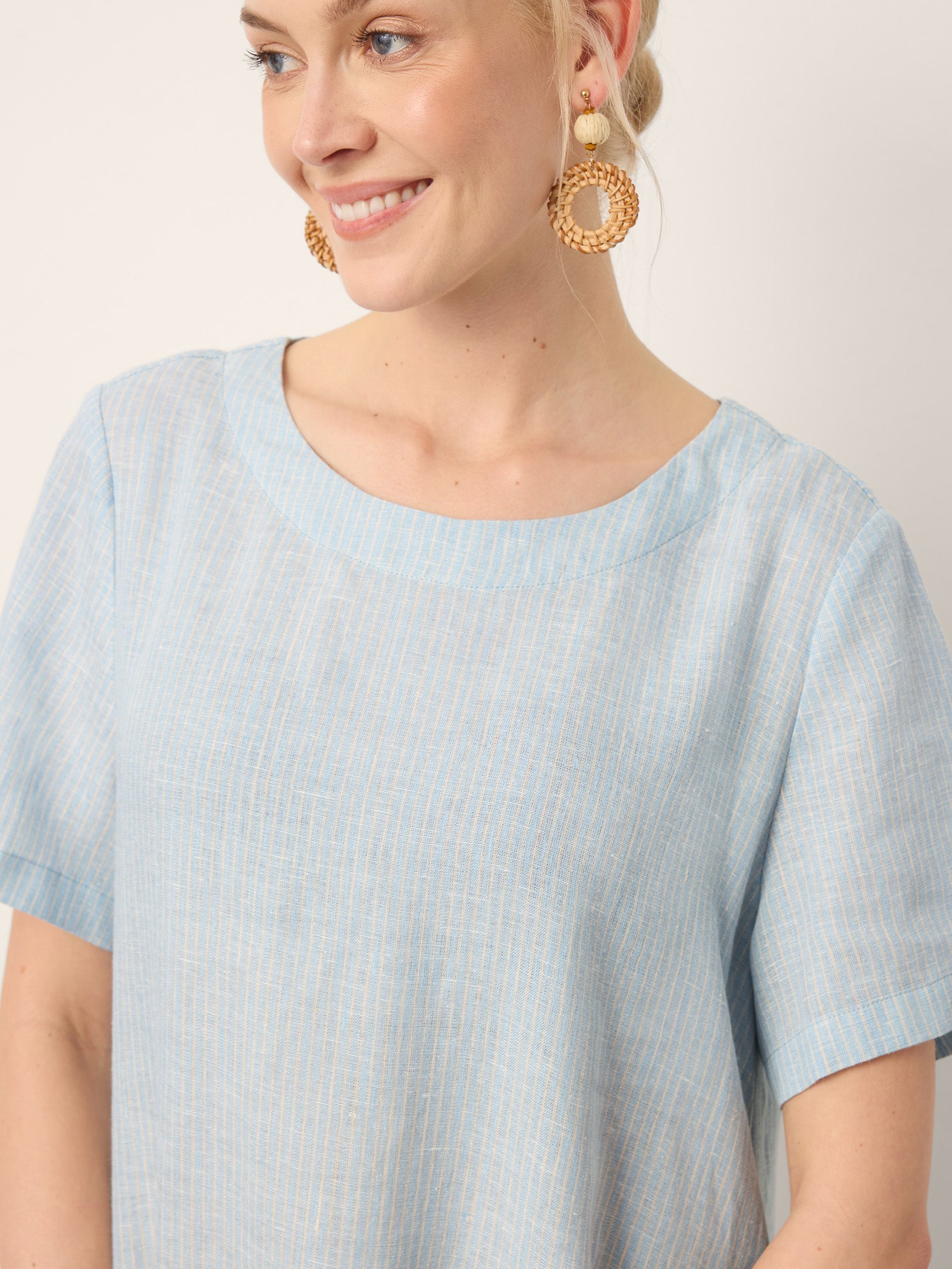100% Linen A-Line Gathered Panel High-Low Maxi Dress LURLINE