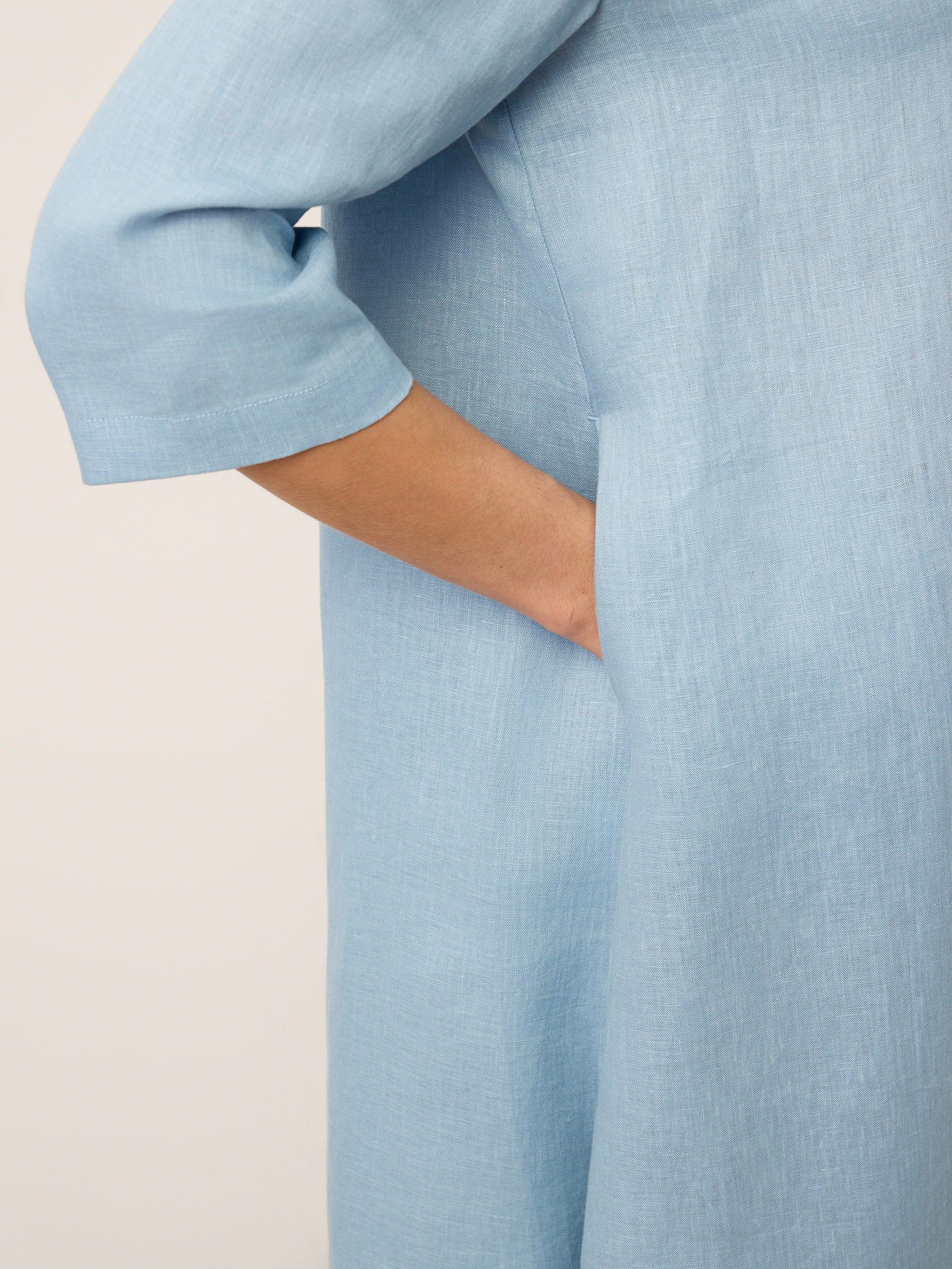 100% Linen Asymmetric Shawl Collar A-Line Midi Dress WINIFRED