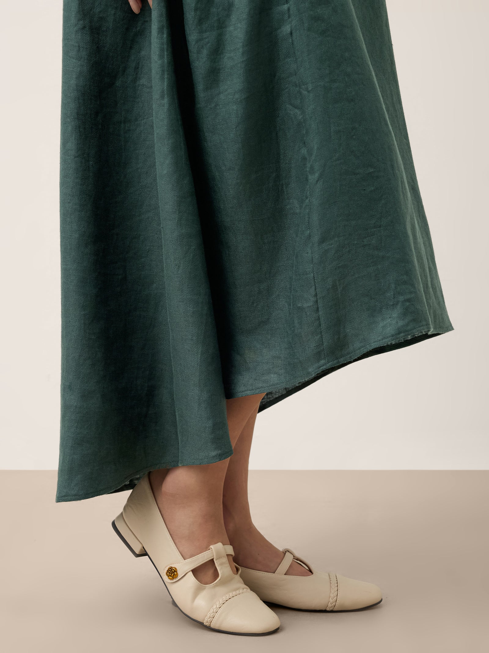 100% Linen Braided Neck Handkerchief Hem Maxi Dress CARISSA