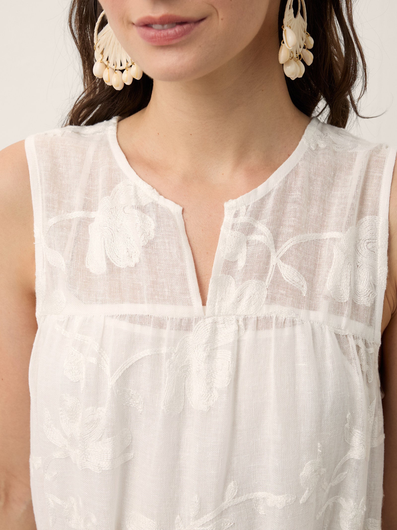 100% Linen Floral Applique Tie-Back Maxi Dress Set with Slip GENEVRA