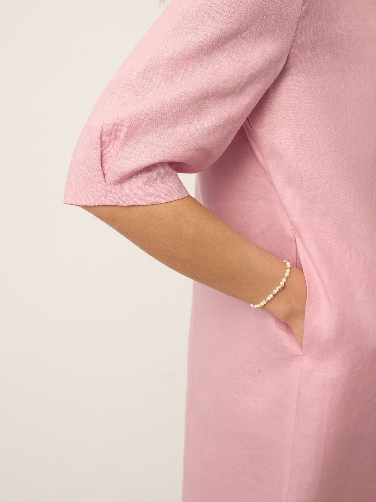 100% Linen Sculpted Bateau Tie-Back Midi Dress SABRINA