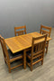 Mission Oak Kitchen Table with 2 Leaves and 4 Oak Dining Chairs