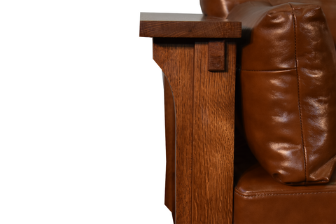 Mission Crofter Sofa - Solid Quarter Sawn Oak and Leather Cushions