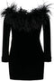 Alessandra Rich Feather detail velvet short dress