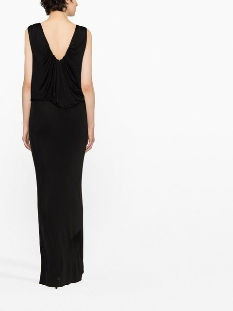 Saint Laurent draped sleeveless jersey dress