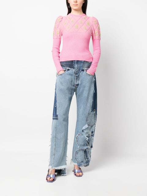 Cormio Embroidered glitter-cotton t-shirt