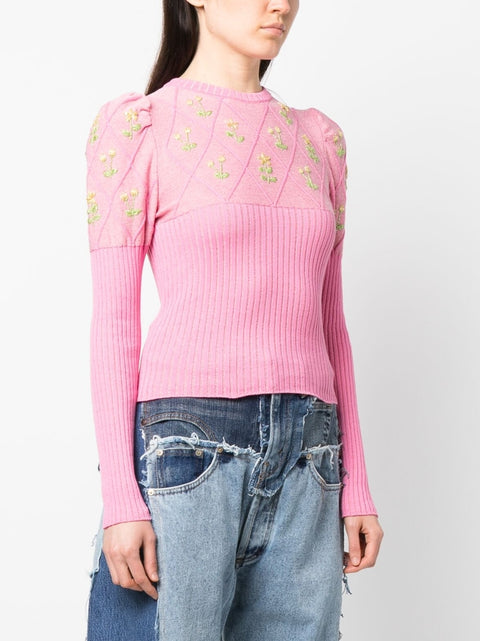 Cormio Embroidered glitter-cotton t-shirt