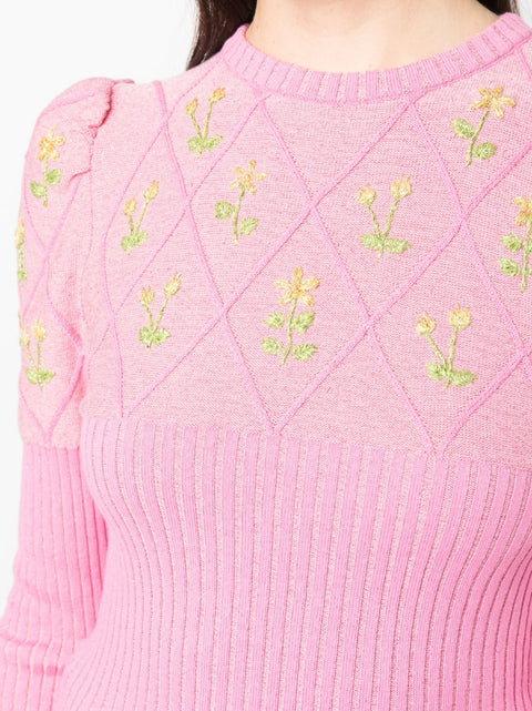 Cormio Embroidered glitter-cotton t-shirt