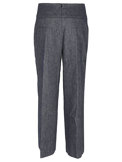 Via Masini 80 Straight leg linen blend trousers