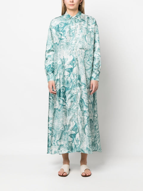 F.R.S . Printed silk shirt dress