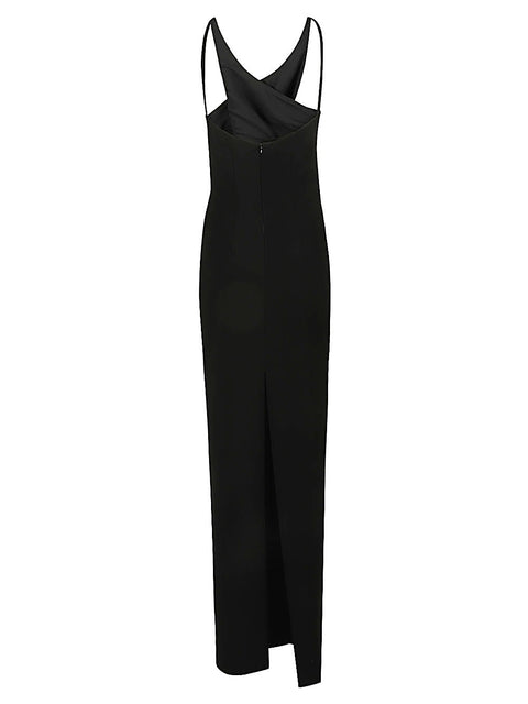 Monot Pre Cut-out detail silk crepe long dress