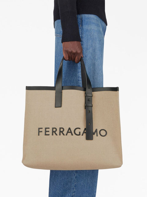 Ferragamo logo-embossed leather tote bag