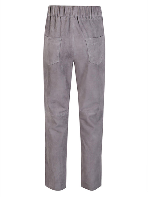 Via Masini 80 Elastic waist suede trousers