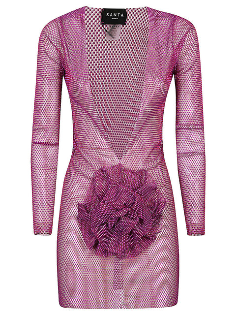 Santa Brand Flower-applique mini dress