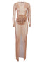Santa Brand Flower-applique long dress