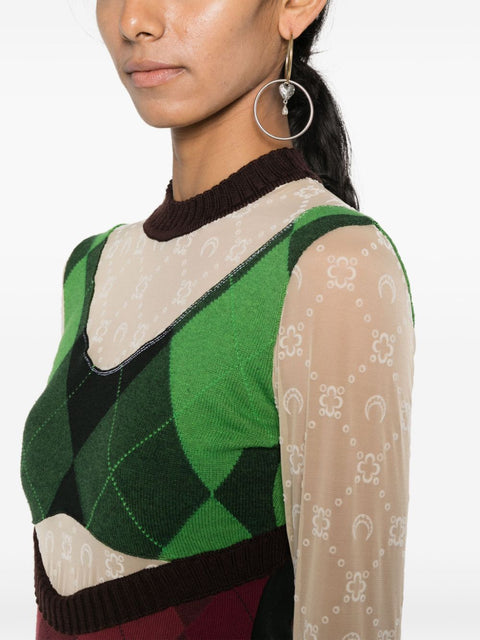 Marine Serre Regenerated lozenge-knit midi dress