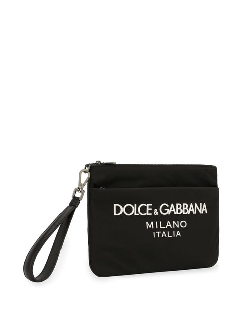 Dolce & Gabbana Nylon pouch with rubberized logo