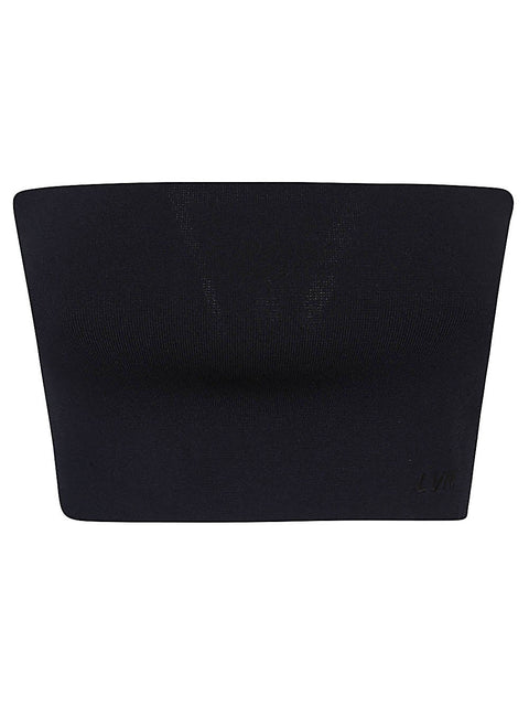 Liviana Conti Blue bandeau top with tone-on-tone logo Bandeau top