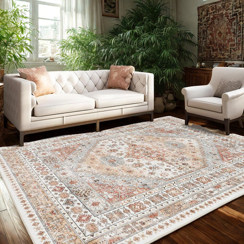 Serapi Collection Area Rug Ultra Soft Washable Rug, Non Slip Area Rug Indoor, Stain Resistant Rugs for Living Room Bedroom Vintage Home Decor