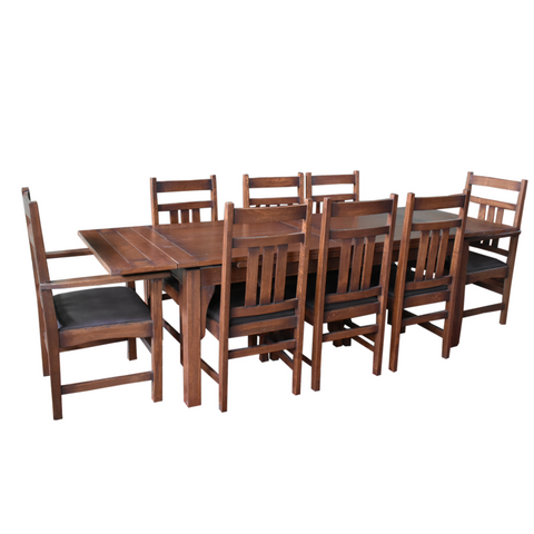 Mission Style Oak Stow Leaf Dining Table (2 Colors Available)