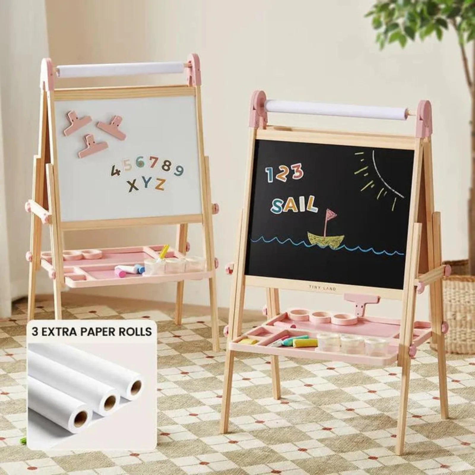 Tiny Land® Pink Magnitales Easel & Paper Roll Set