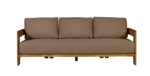 Paradiso Outdoor Solid Teak Wood Sofa - Light Brown Fabric