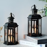 12“H Medium Metal Candle Holder(Black with Gold Brush)