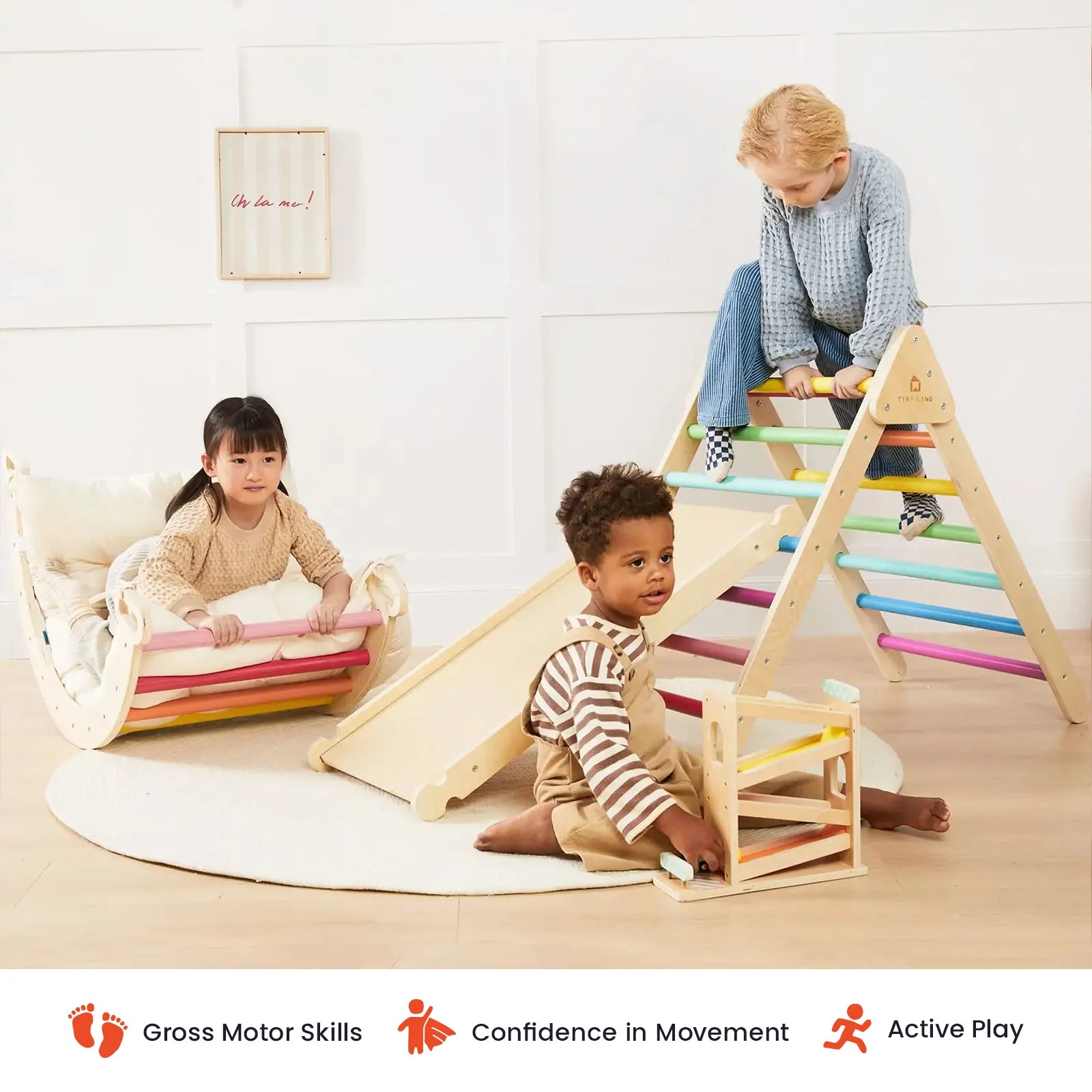 Tiny Land® Pikler Triangle 7-in-1 Montessori Climbing Set