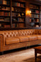 Belgravia Chesterfield Top Grain Leather Sofa with Tufted Back & Rolled Arms