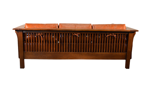 Mission Crofter Sofa - Solid Quarter Sawn Oak and Leather Cushions