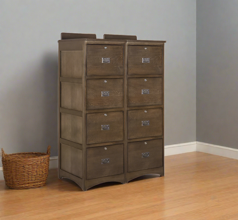 Pre-Order Mission Solid Oak 4 Drawer File Cabinet - Walnut