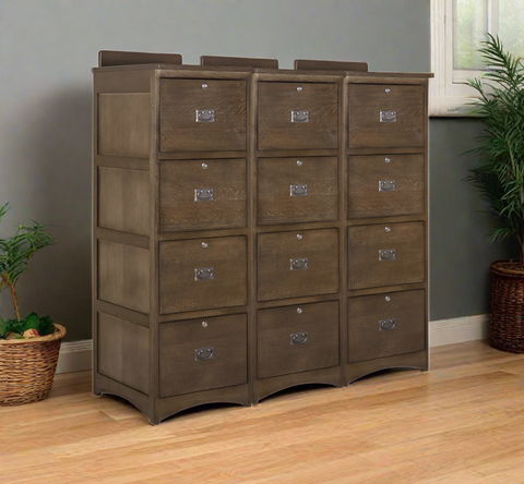 Pre-Order Mission Solid Oak 4 Drawer File Cabinet - Walnut