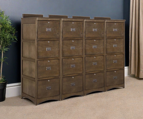 Pre-Order Mission Solid Oak 4 Drawer File Cabinet - Walnut