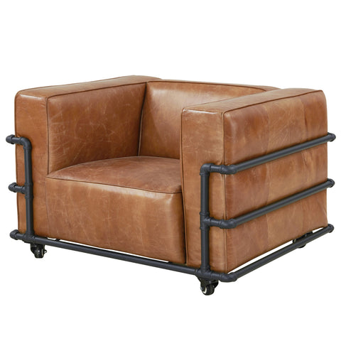 Henry Industrial Modern Leather Arm Chair (2 Colors Available)