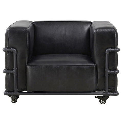 Henry Industrial Modern Leather Arm Chair (2 Colors Available)