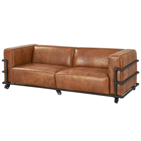 Henry Industrial Modern Leather Sofa (2 Colors Available)