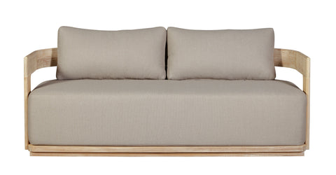 Eclipse Outdoor Solid Teak Wood Love seat Natural - Gray Fabric