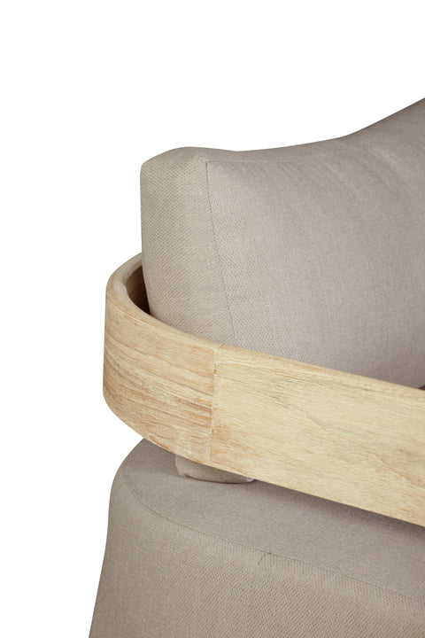 Eclipse Outdoor Solid Teak Wood Love seat Natural - Gray Fabric