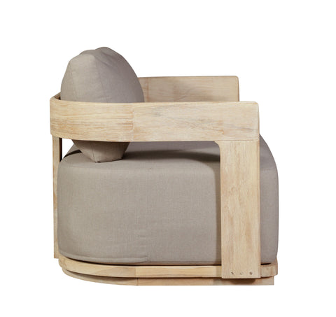 Eclipse Outdoor Solid Teak Wood Love seat Natural - Gray Fabric