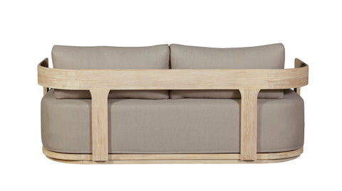Eclipse Outdoor Solid Teak Wood Love seat Natural - Gray Fabric