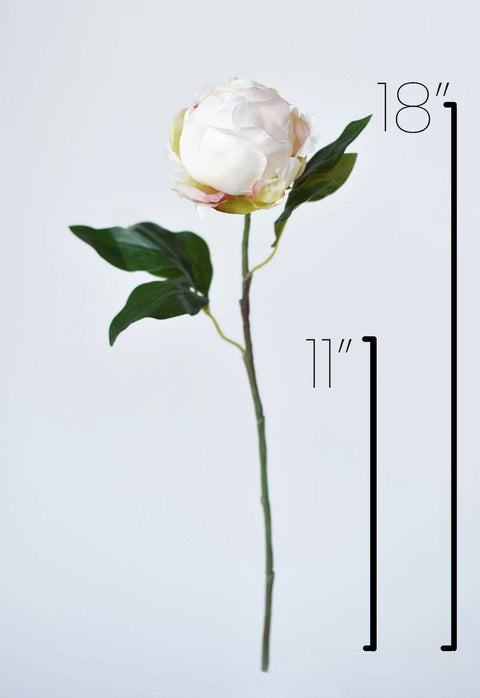 18" Faux Peony Bud Stem White