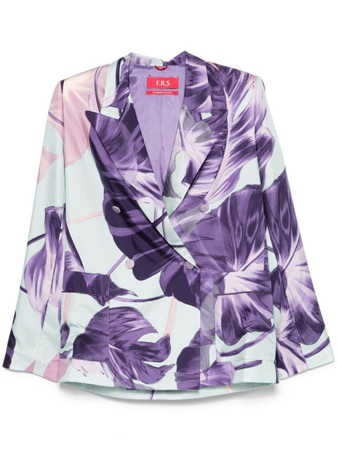 F.R.S . Printed silk double-breasted jacket