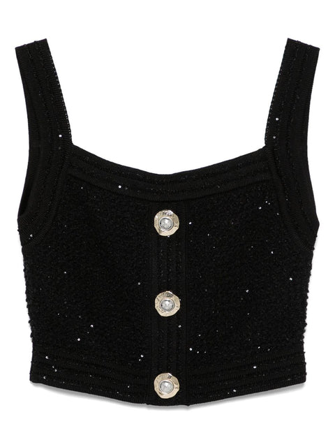 Balmain Black Sleeveless Tops
