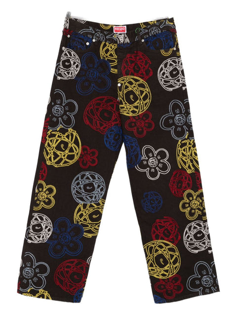 Kenzo Futura Embroidered cotton trousers