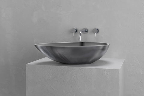 Egg-Shaped Concrete Vessel Sink